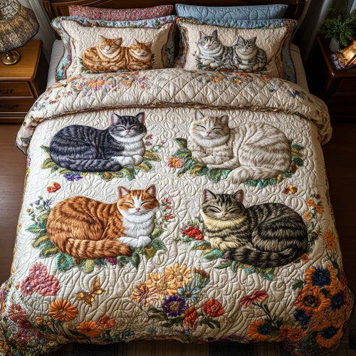 Sleepy Cat Magic 3-Piece Quilted Bedding Set