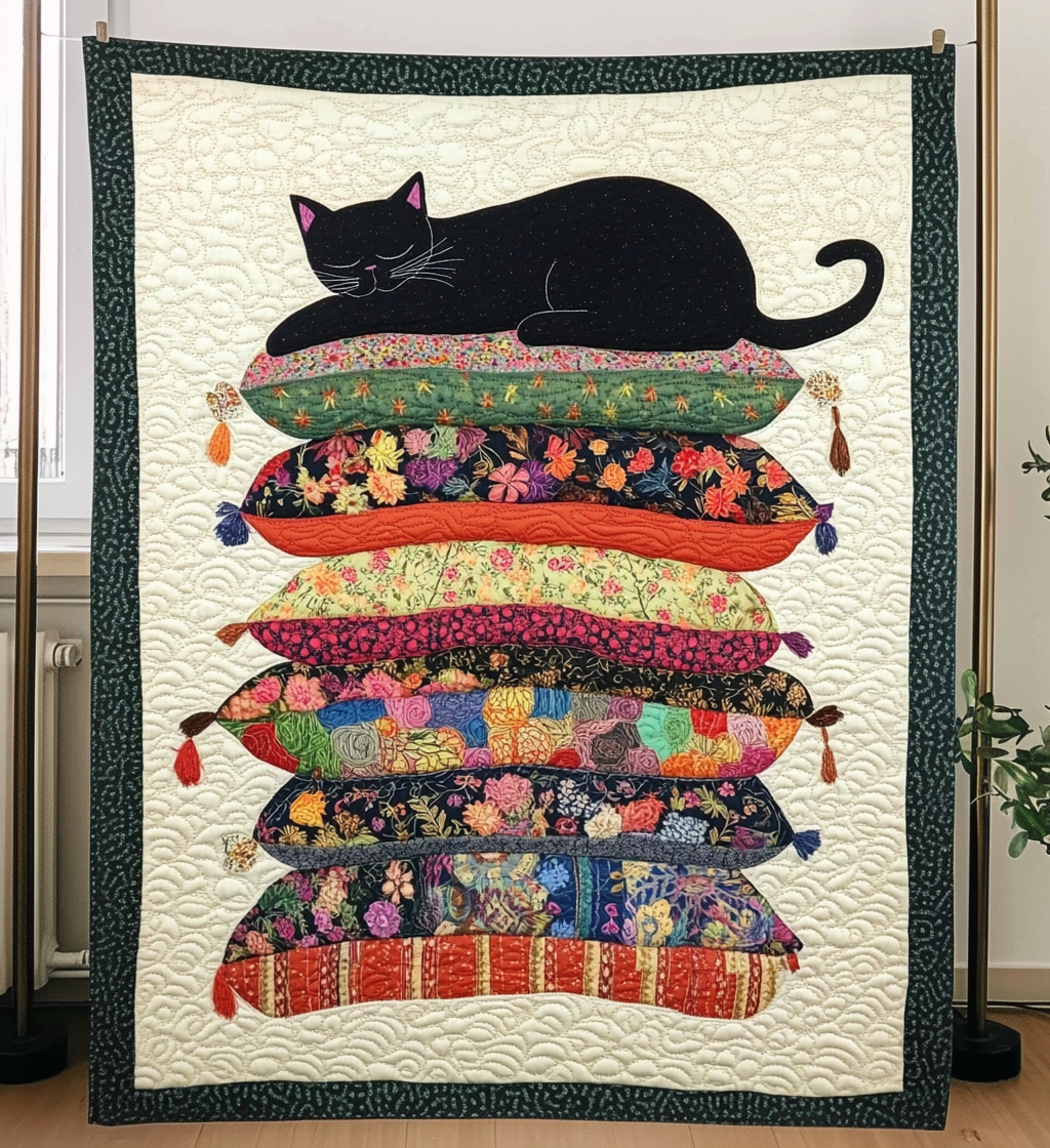 Sleepy Kitten Quilted Blanket