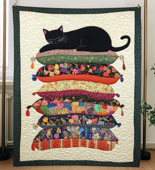 Sleepy Kitten Quilted Blanket