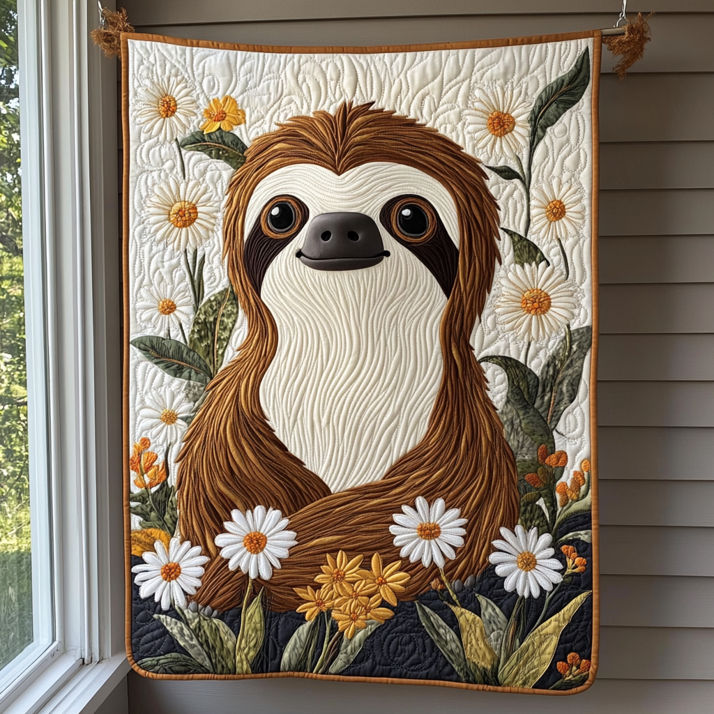 Slumbering Sloth Dreams Quilted Blanket