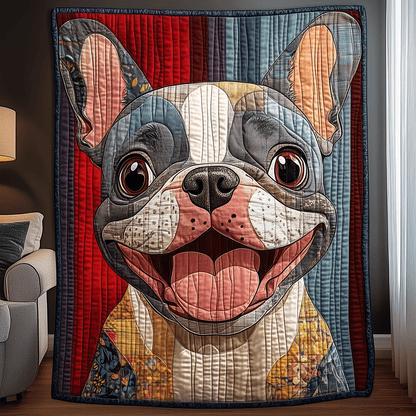 Smiling Frenchie Charm Quilted Blanket