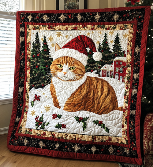 Snow Kitty Quilted Blanket