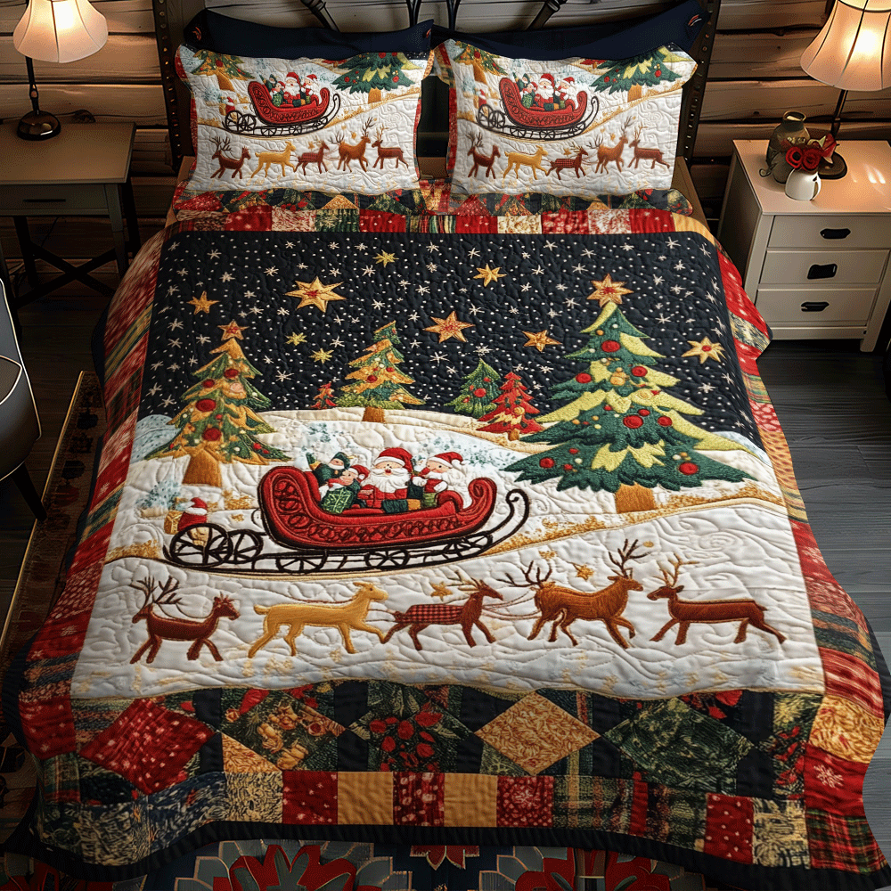 Snowflake Serenity 3-Piece Quilted Bedding Set