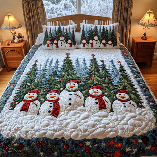 Snowman Serenade 3-Piece Quilted Bedding Set