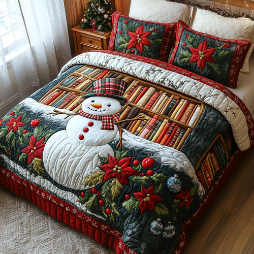 Snowman Tales 3-Piece Quilted Bedding Set