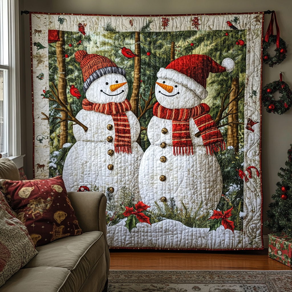 Snowman Xmas Quilted Blanket