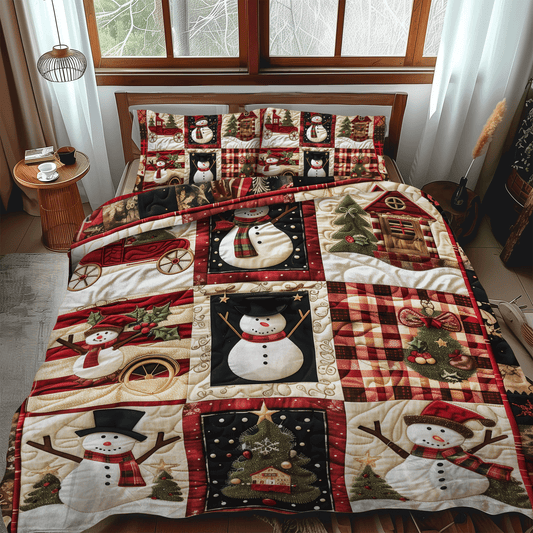Snowmen Delight 3-Piece Quilted Bedding Set