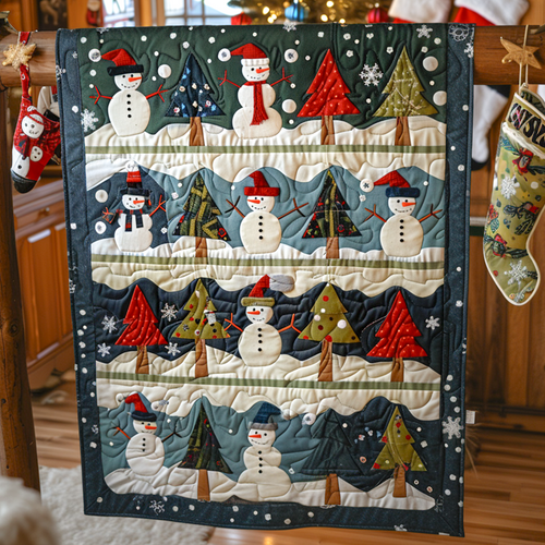 Snowmen Smiles Journey Quilted Blanket