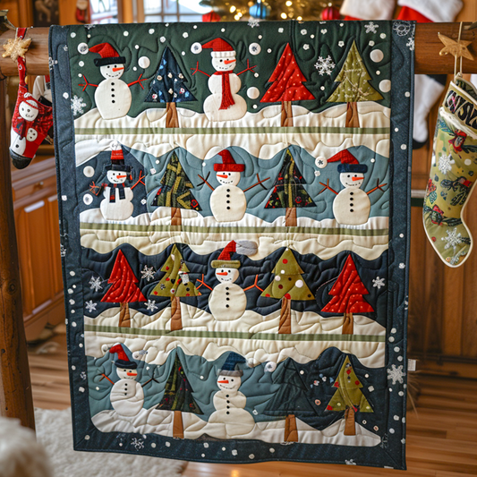 Snowmen Smiles Journey Quilted Blanket
