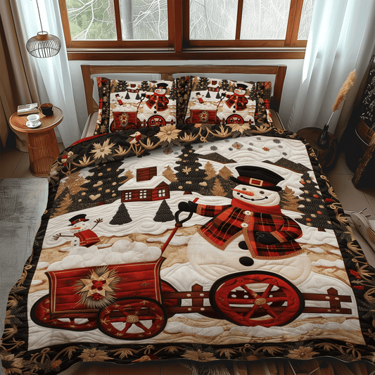 Snowmen Wonderland 3-Piece Quilted Bedding Set