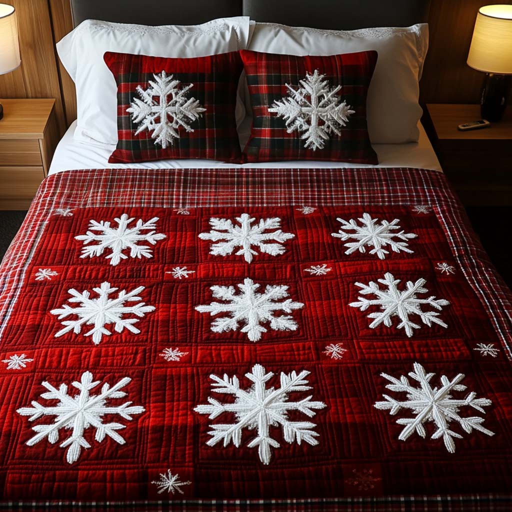 Snowy Grid 3-Piece Quilted Bedding Set