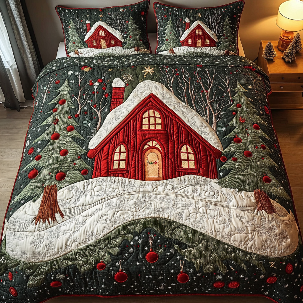 Snowy Night Haven 3-Piece Quilted Bedding Set