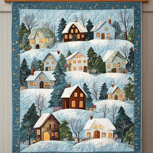 Snowy Village Glow Quilted Blanket