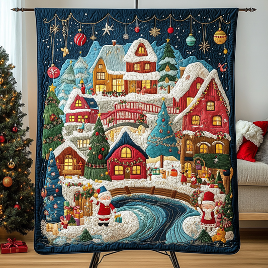 Snowy Village Quilted Blanket