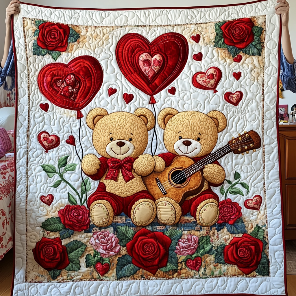 Snuggly Love Bears Quilted Blanket