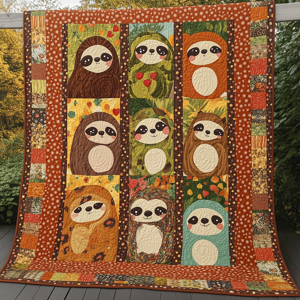 Snuggly Sloths Quilted Blanket