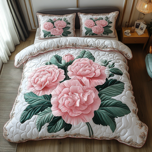 Soft Bloom 3-Piece Quilted Bedding Set