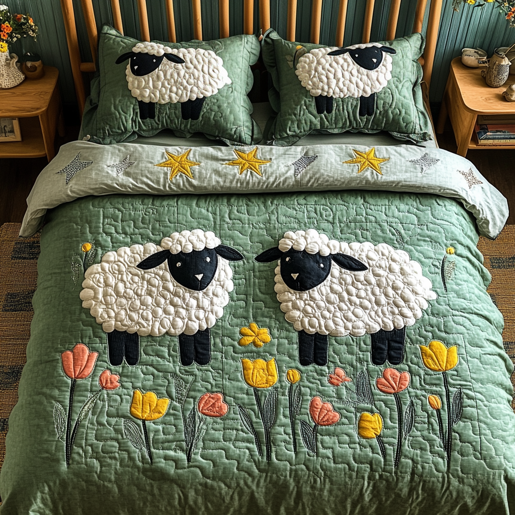 Soft Meadow 3-Piece Quilted Bedding Set