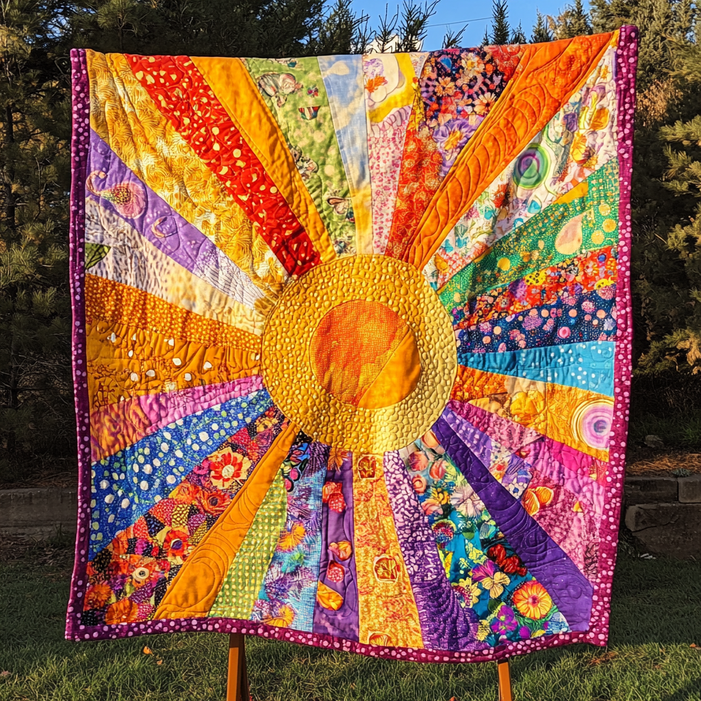 Solar Bloom Quilted Blanket