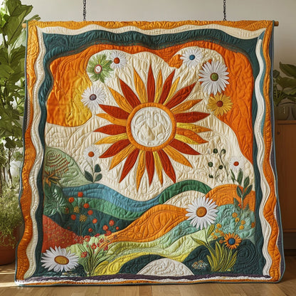 Solar Bloomscape Quilted Blanket