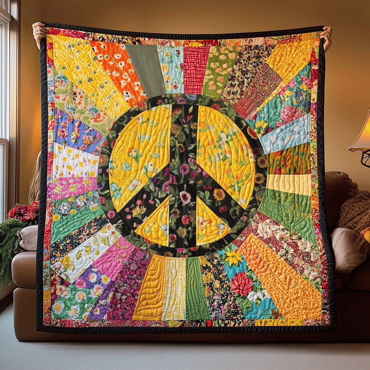 Solar Peaceburst Quilted Blanket