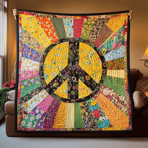 Solar Peaceburst Quilted Blanket