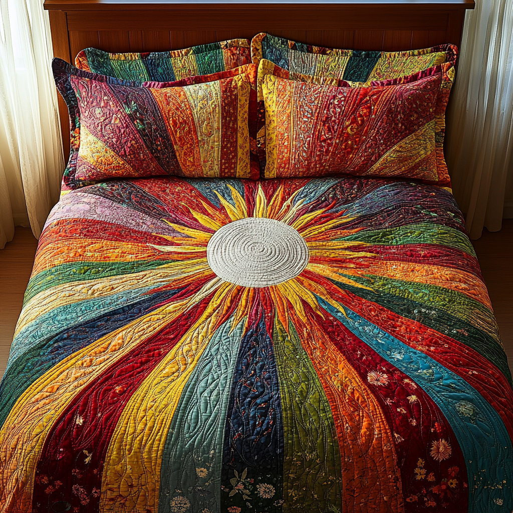 Solar Symphony 3-Piece Quilted Bedding Set