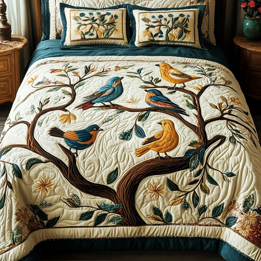 Songbird Bliss 3-Piece Quilted Bedding Set