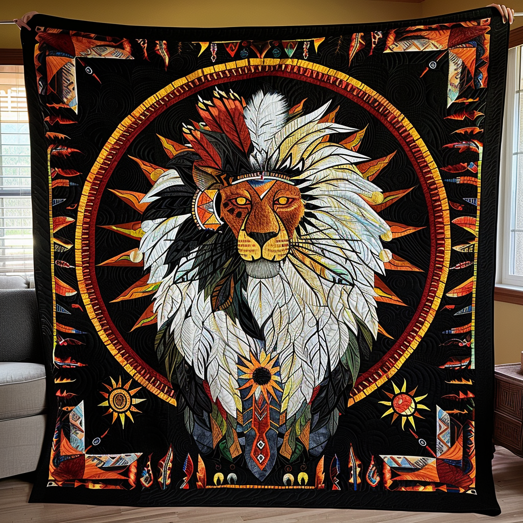 Sovereign Lion Sun Quilted Blanket