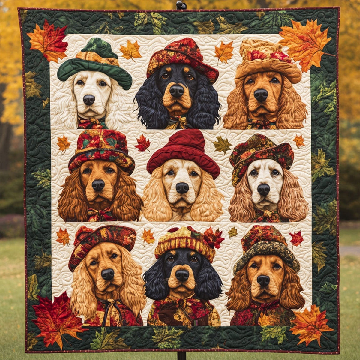 Spaniel Golden Pathways Quilted Blanket
