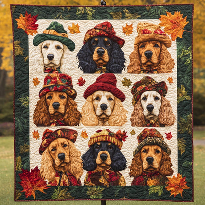 Spaniel Golden Pathways Quilted Blanket