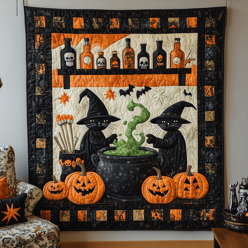 Spells and Purrs Quilted Blanket
