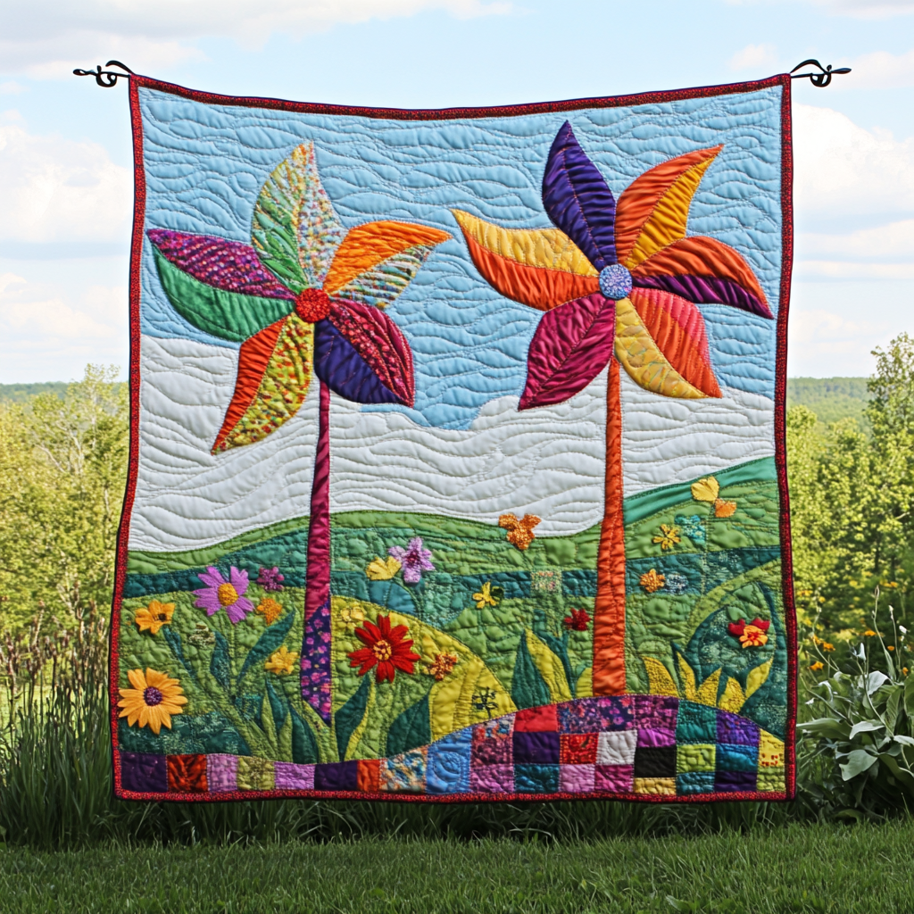 Spinning Breeze Quilted Blanket