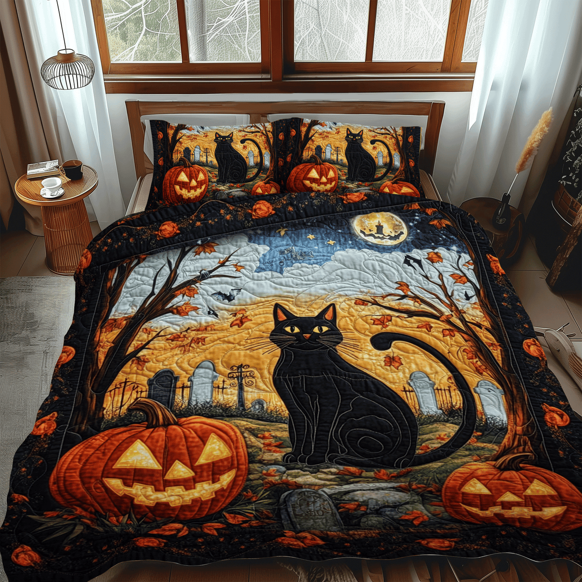Cat 3-Piece Quilted Bedding Set