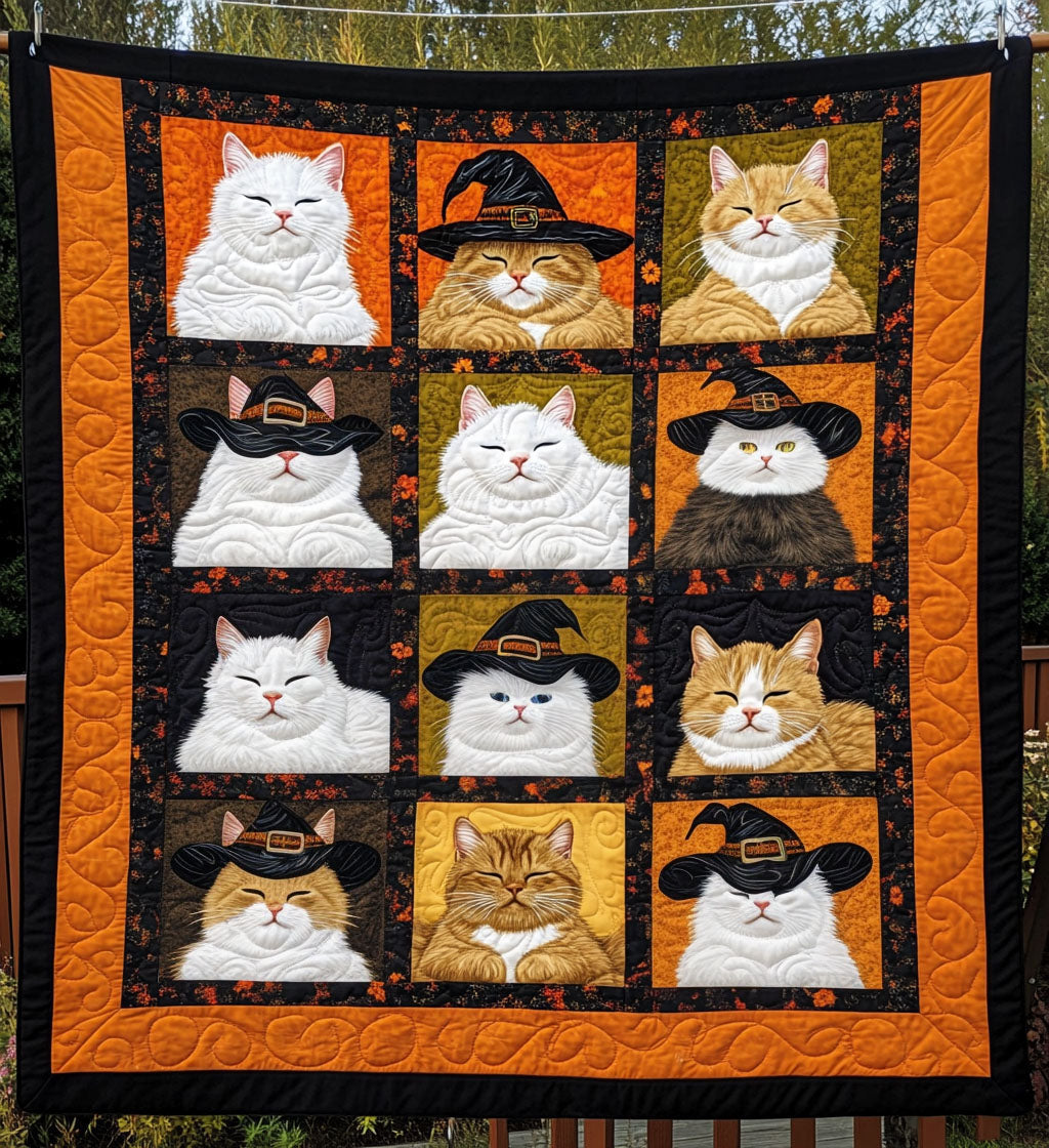 Spooky Cat Nights Quilted Blanket
