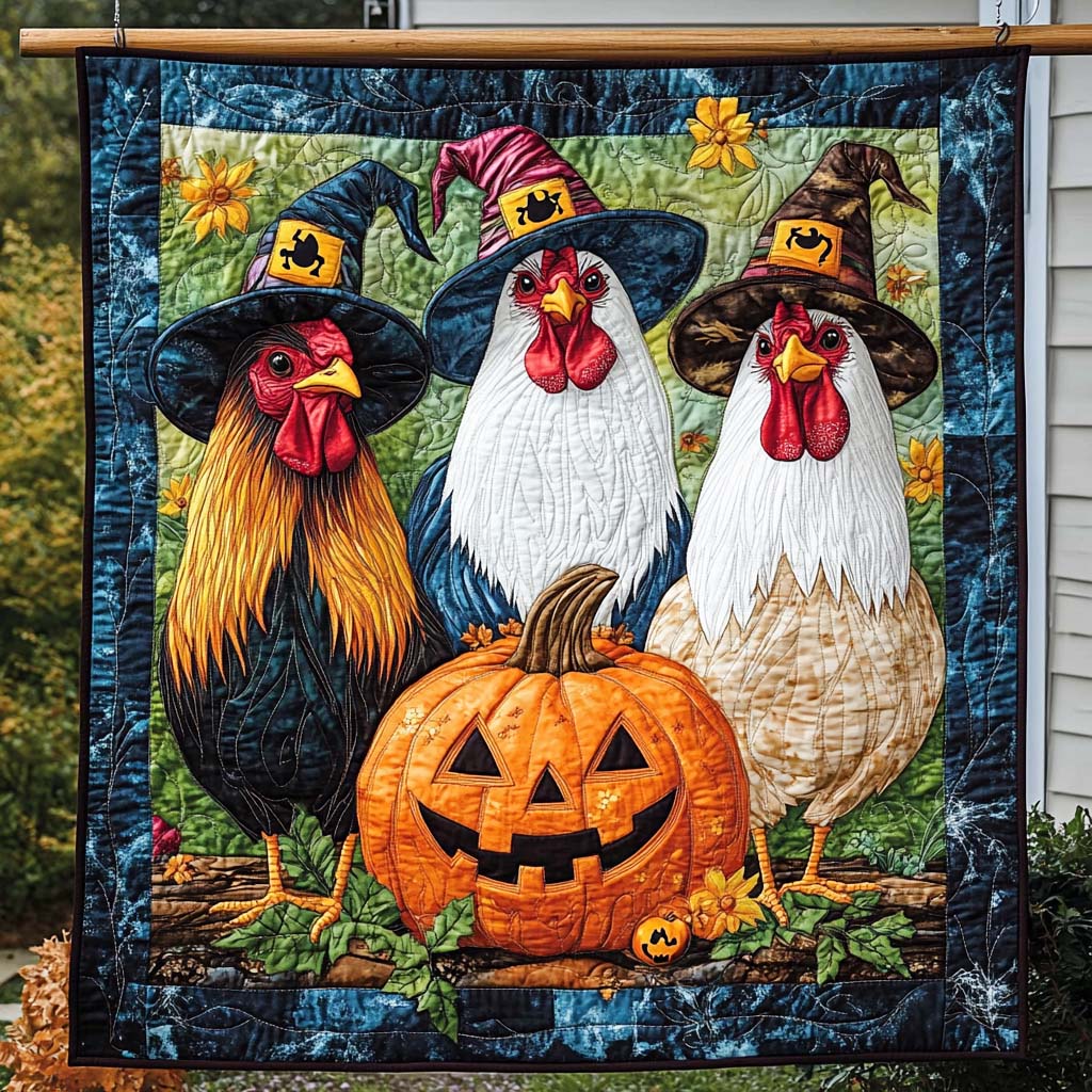 Spooky Chicken Trio Quilted Blanket