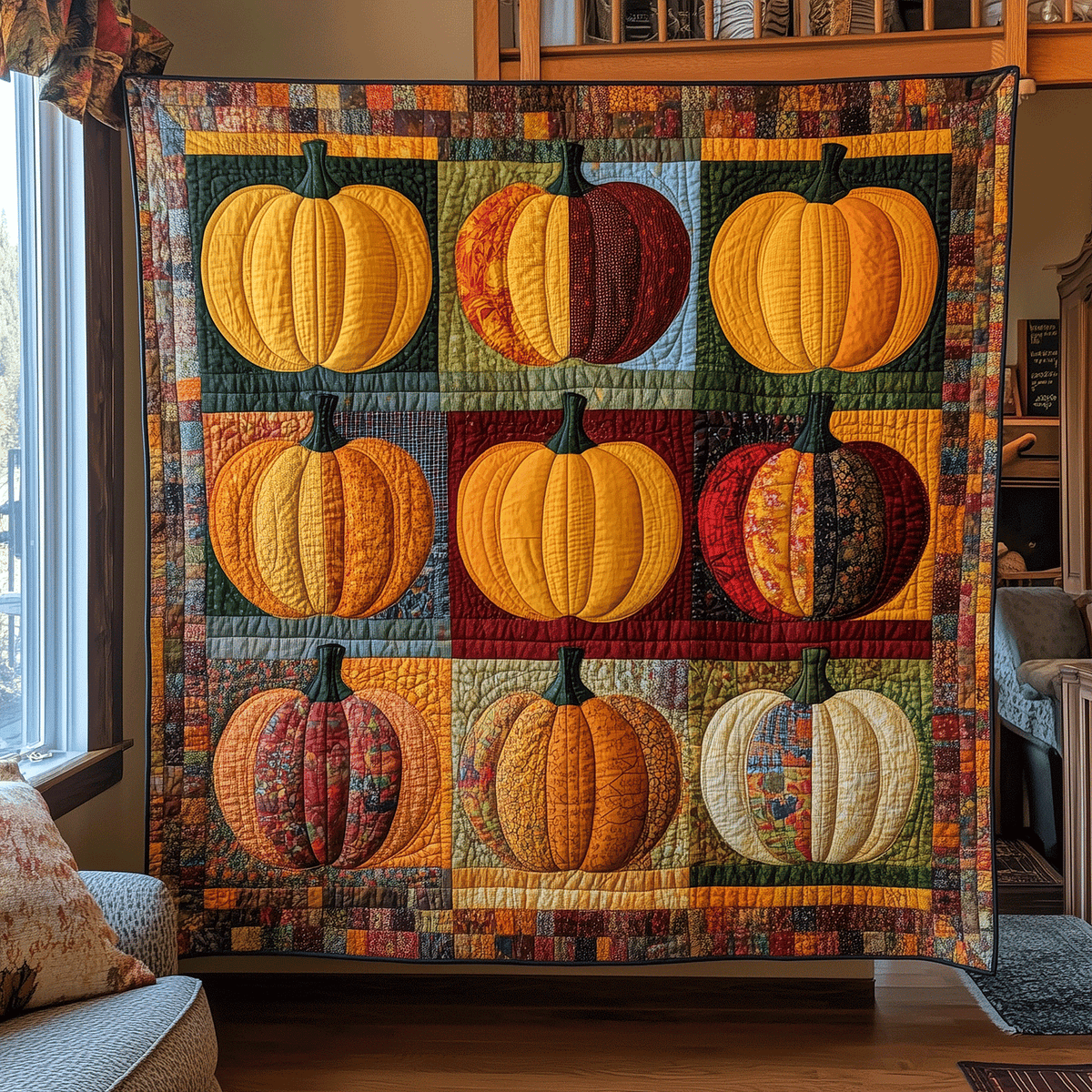 Spooky Pumpkin Quilted Blanket