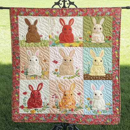 Spring Bunny Patch Quilted Blanket