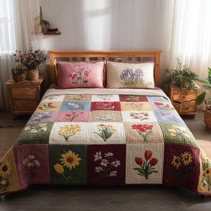 Spring Herbals 3-Piece Quilted Bedding Set