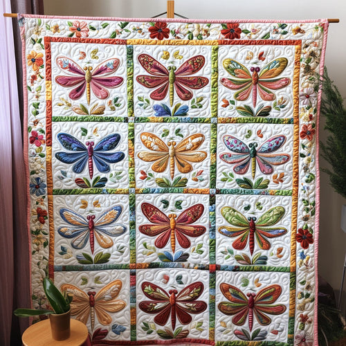 Spring Wing Elegance Quilted Blanket