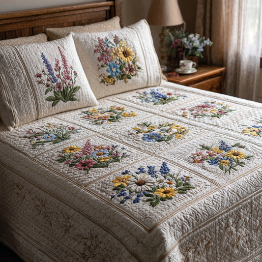 Springflower Meadow 3-Piece Quilted Bedding Set