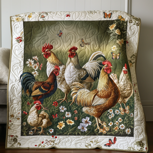 Springtime Bloom Chicken Quilted Blanket