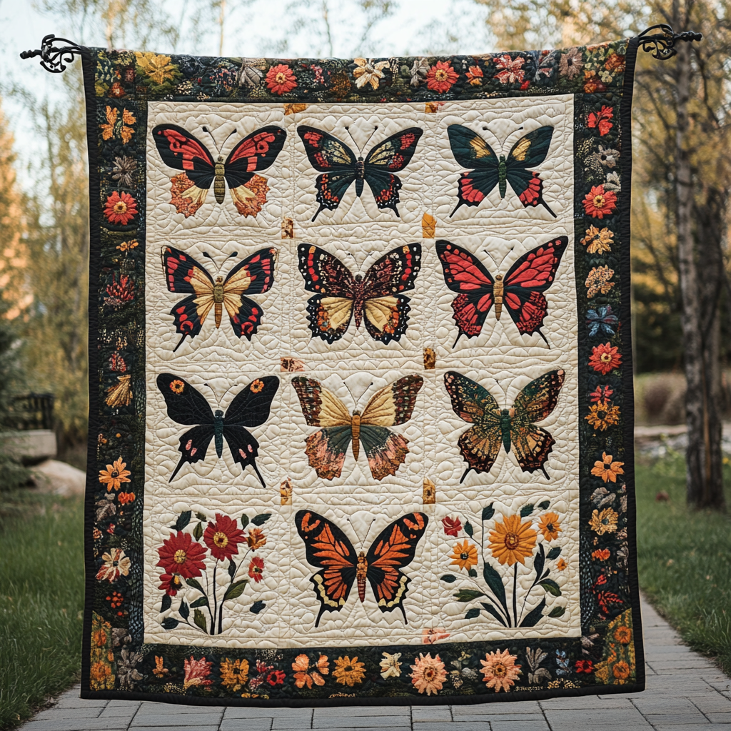 Springtime Flutters Quilted Blanket