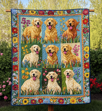 Springtime Golden Bloom Quilted Blanket