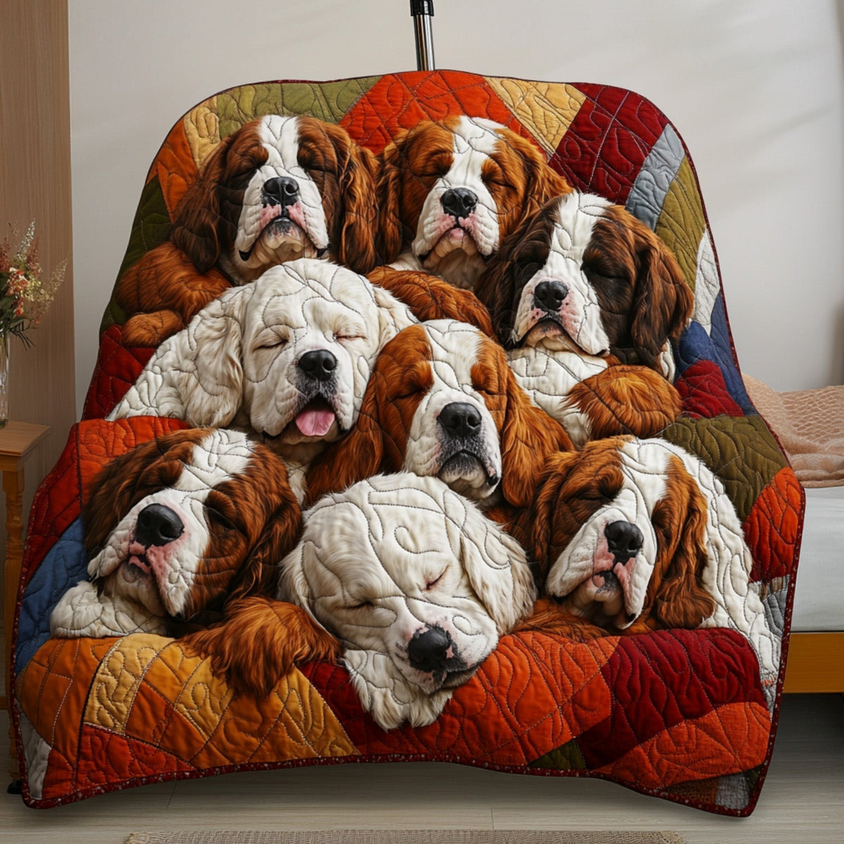 St Bernard Snuggles Quilted Blanket