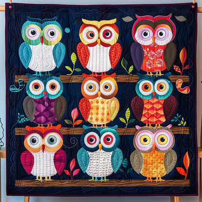 Stacked Owls Quilted Blanket