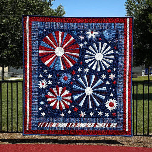 Star-Spangled Burst Quilted Blanket