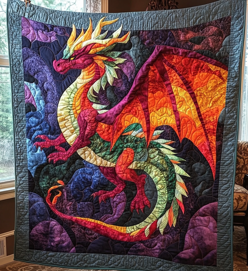 Starfire Dragon Quilted Blanket