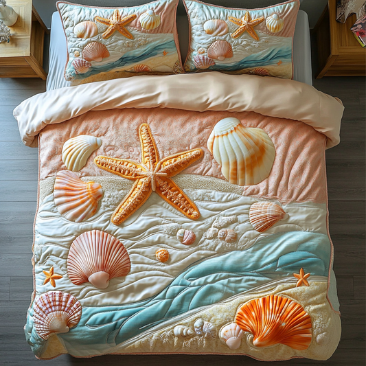 Starfish Serenity 3-Piece Quilted Bedding Set