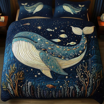 Starlight Whales 3-Piece Quilted Bedding Set